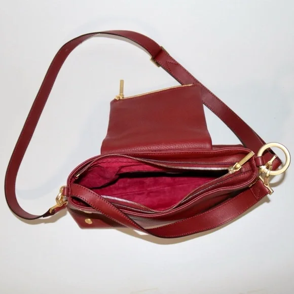 Hammitt Brushed Gold Pebble Leather VIP Satchel in Pomodoro Red - Picture 10 of 15